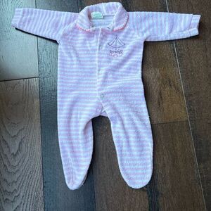 Vintage Kessler baby girls terry cloth sleeper size newborn 0-13 lbs pink white